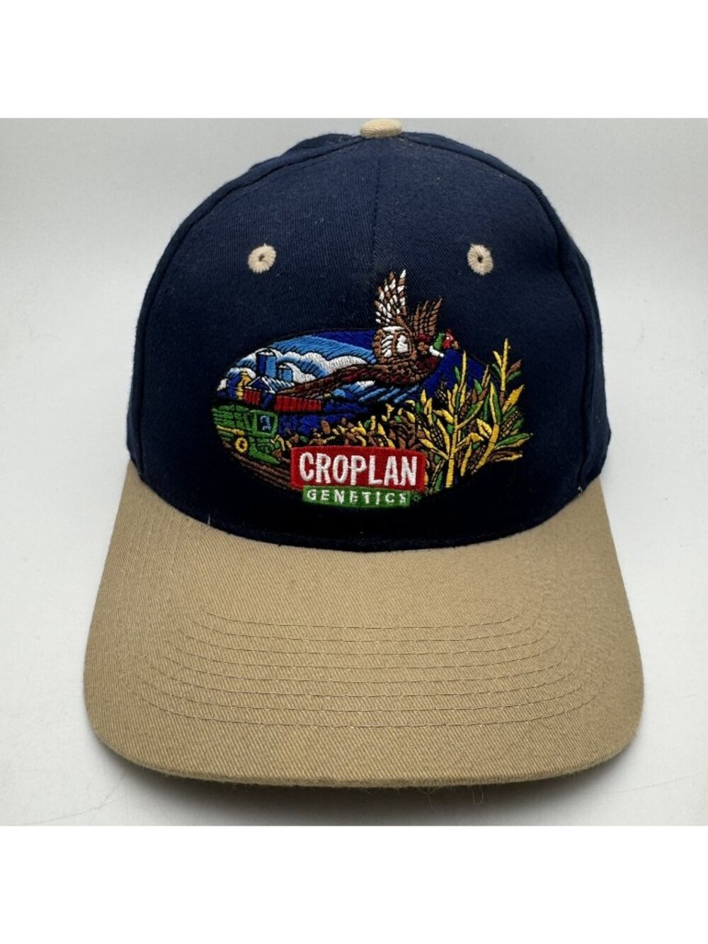 CROPLAN GENETICS Pheasant Embroidered Snapback Hat Navy Tan One Size Fits All